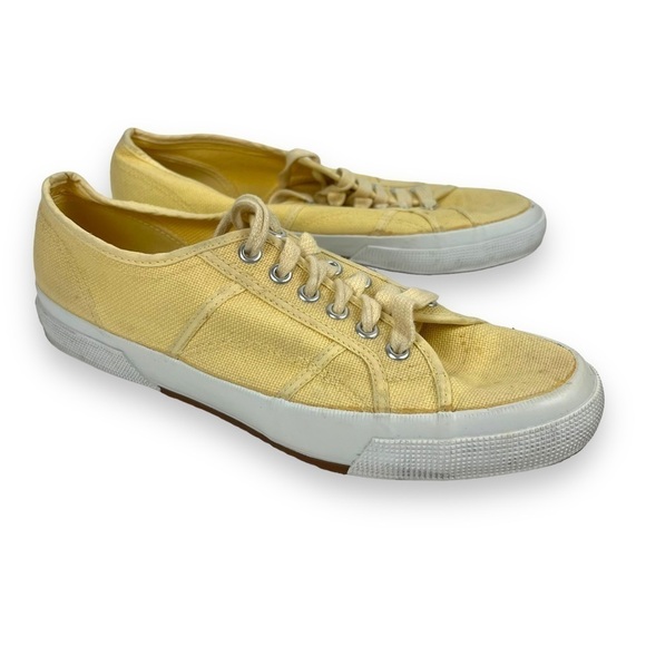 Ann Taylor Shoes Womens 10 Yellow Canvas Sneakers Preppy Classic Coastal - Picture 1 of 10